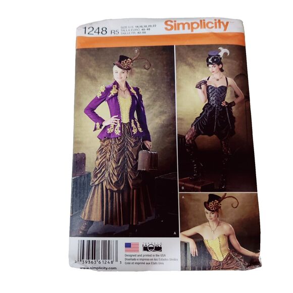 SIMPLICITY 1248 LADIES VICTORIAN BURLESQUE COSTUME PATTERN Sz 14-22 Uncut - Picture 1 of 4